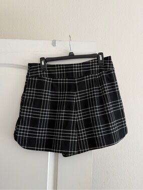 Zara Black and White Windowpane Plaid Shorts
